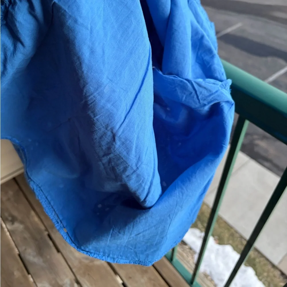 🆕 Tahari Spring Blue Embroidered Shirt Dress XS Belted Button Front Midi Cotton - Picture 12 of 17